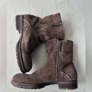 Aquatalia Brown Suede Lined Weatherproof Black Sole 8 Italy